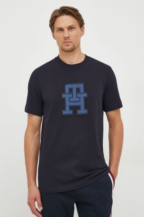 Бавовняна футболка Tommy Hilfiger колір синій з аплікацією (3578684)