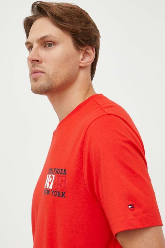 Бавовняна футболка Tommy Hilfiger колір помаранчевий з принтом фото 4