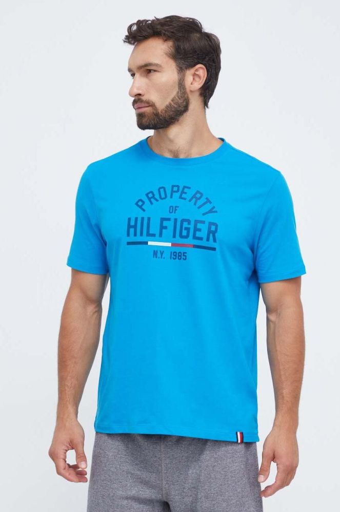 Футболка Tommy Hilfiger чоловічий з принтом колір блакитний
