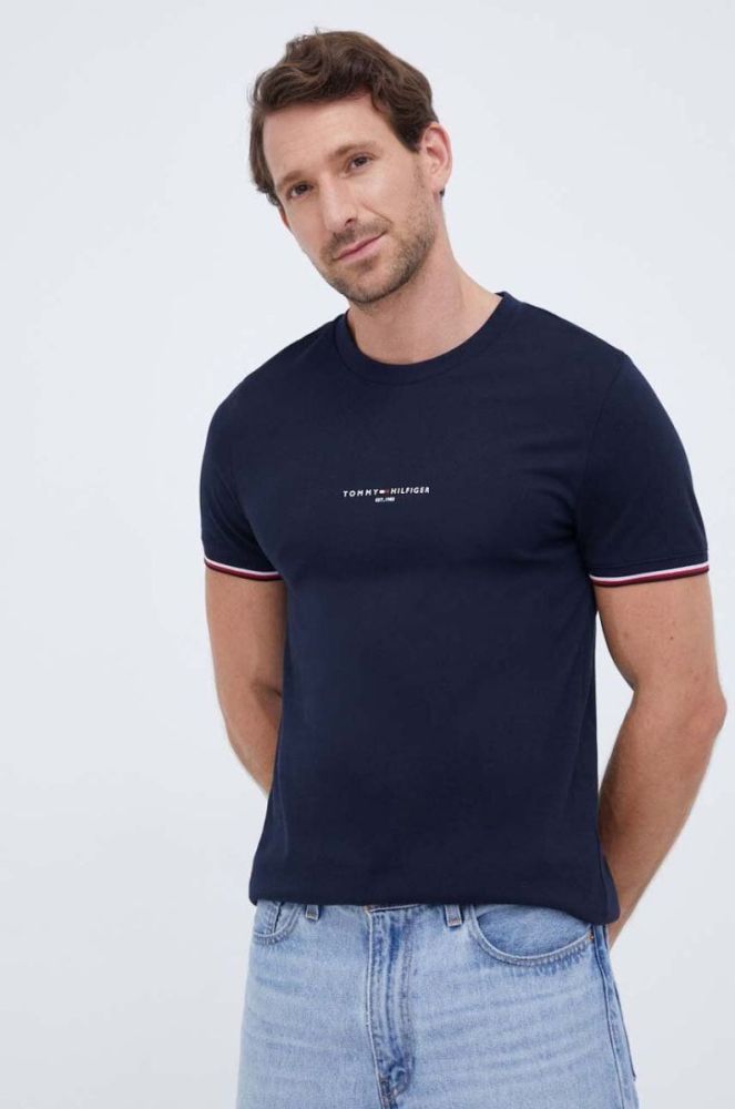 Бавовняна футболка Tommy Hilfiger колір синій з аплікацією (3447971) фото 4