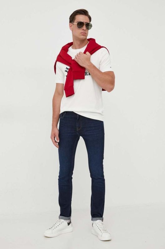 Бавовняна футболка Tommy Hilfiger колір бежевий з аплікацією (3435346) фото 2