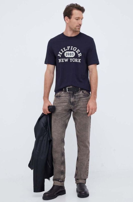 Бавовняна футболка Tommy Hilfiger колір синій з аплікацією (3435356) фото 2