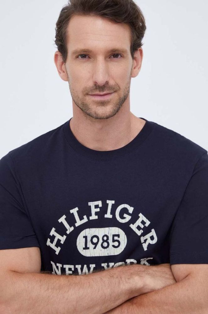 Бавовняна футболка Tommy Hilfiger колір синій з аплікацією (3435356) фото 4