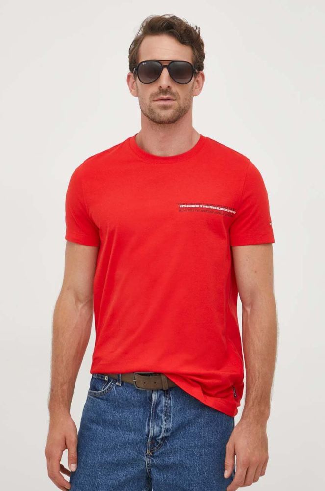 Бавовняна футболка Tommy Hilfiger колір червоний з принтом (3520753)