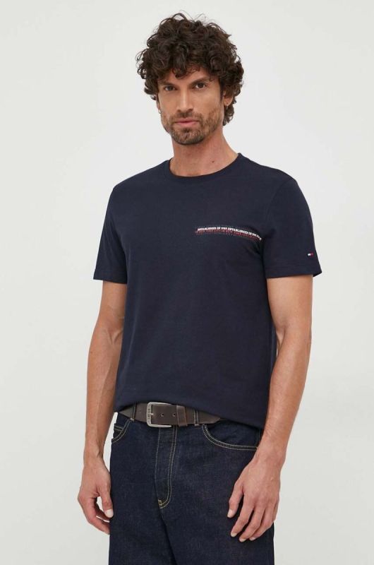 Бавовняна футболка Tommy Hilfiger колір синій з принтом (3520778) фото 2