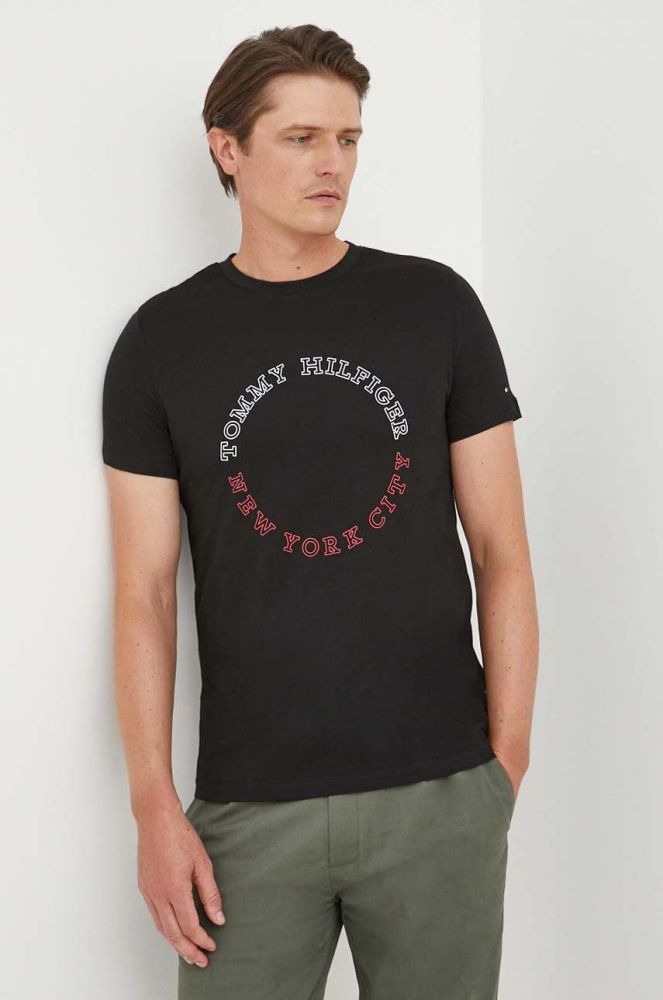 Бавовняна футболка Tommy Hilfiger колір чорний з принтом (3494065)