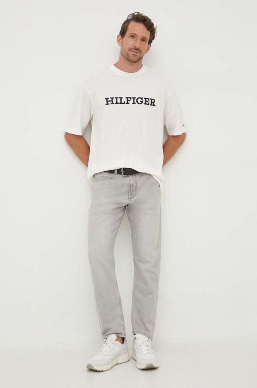Бавовняна футболка Tommy Hilfiger колір бежевий з аплікацією (3524908) фото 2