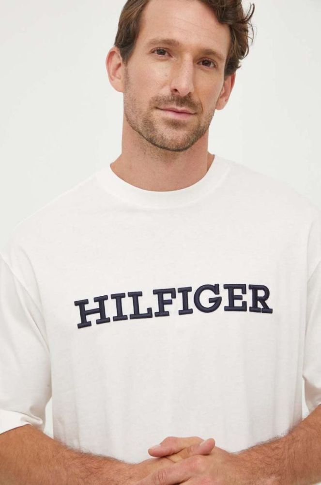 Бавовняна футболка Tommy Hilfiger колір бежевий з аплікацією (3524908) фото 4