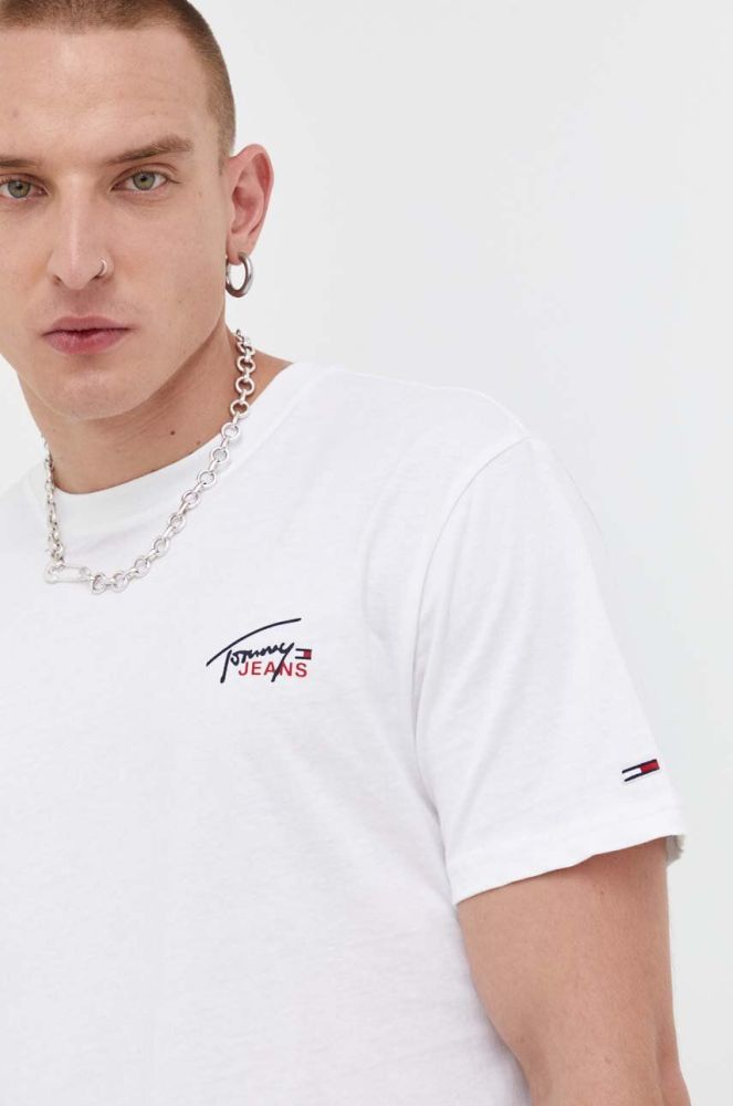Бавовняна футболка Tommy Jeans колір білий з принтом (3534937)