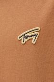 Бавовняна футболка Tommy Jeans колір коричневий з аплікацією