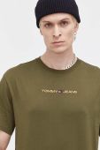 Бавовняна футболка Tommy Jeans колір зелений з аплікацією (3426652)