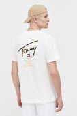 Бавовняна футболка Tommy Jeans колір бежевий з принтом (3560485)