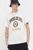 Бавовняна футболка Tommy Jeans колір бежевий з принтом (3543050)