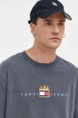 Бавовняна футболка Tommy Jeans чоловічий колір сірий з принтом (3633704)