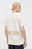 Бавовняна футболка Tommy Jeans колір бежевий з аплікацією (3558921)