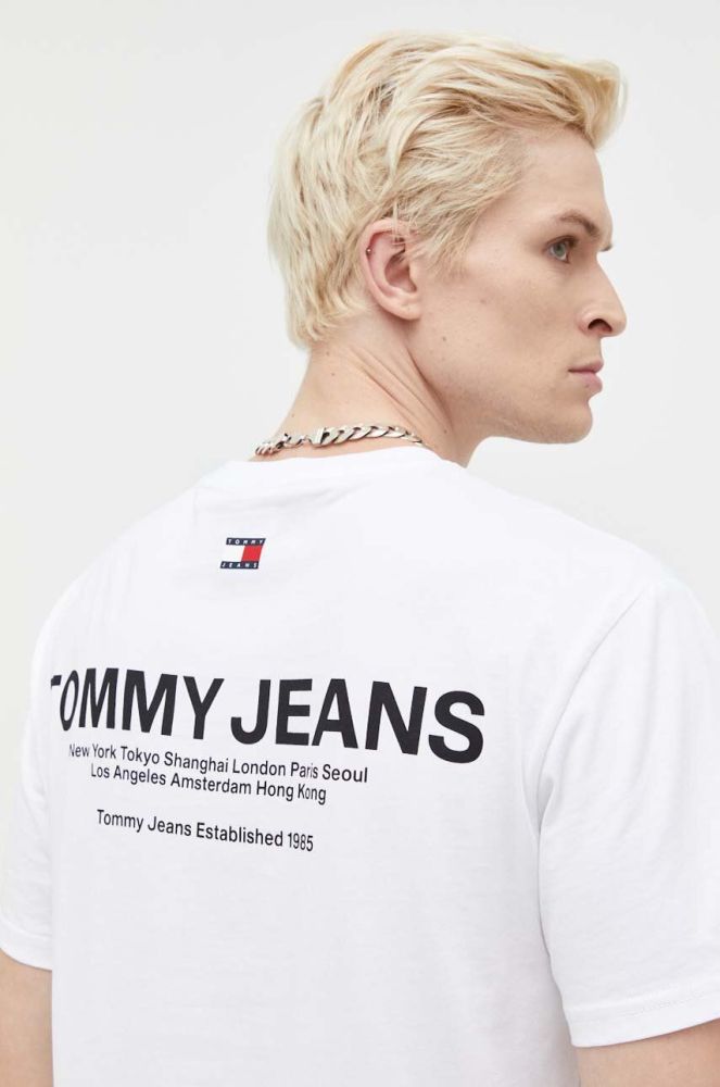 Бавовняна футболка Tommy Jeans колір білий однотонний (3560505)