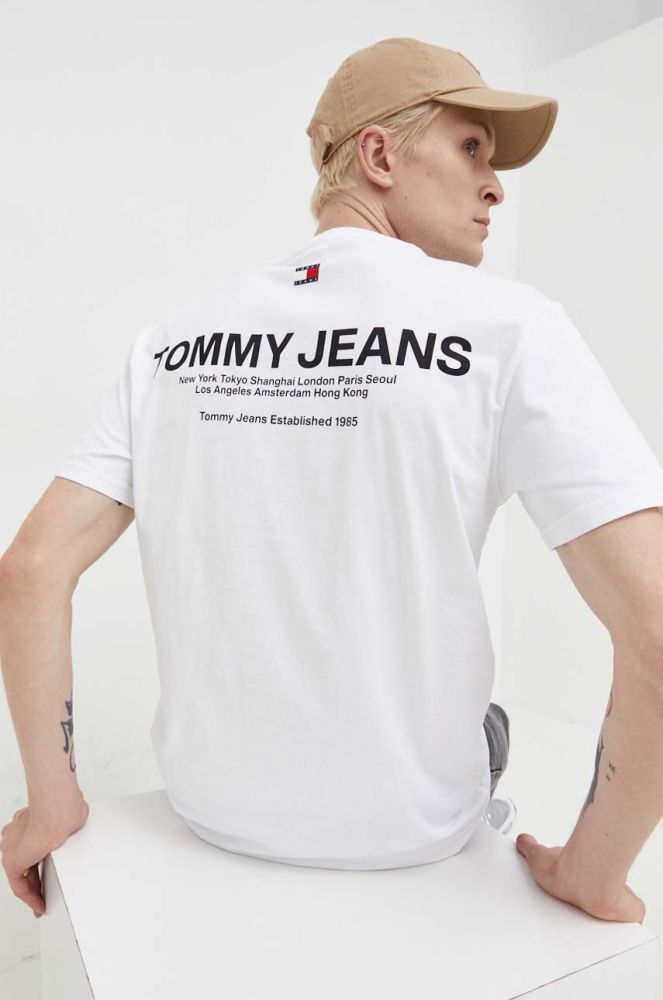 Бавовняна футболка Tommy Jeans колір білий з принтом (3558967)