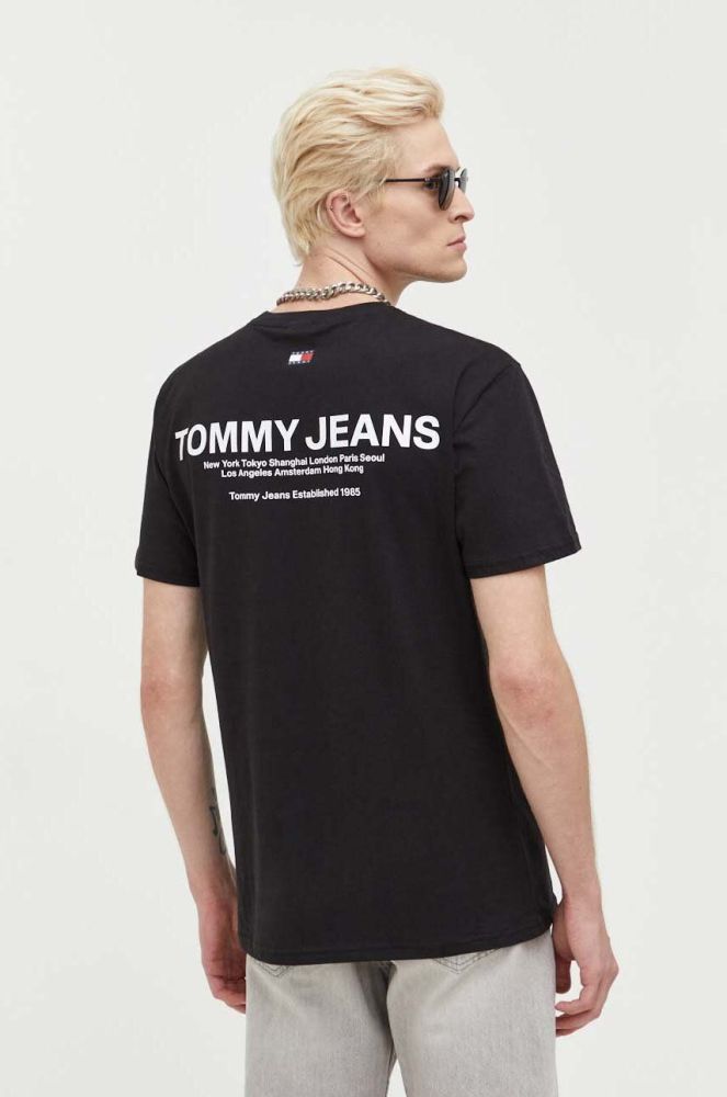 Бавовняна футболка Tommy Jeans колір чорний з принтом (3558952)