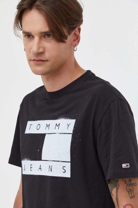Бавовняна футболка Tommy Jeans колір чорний з принтом (3539035)
