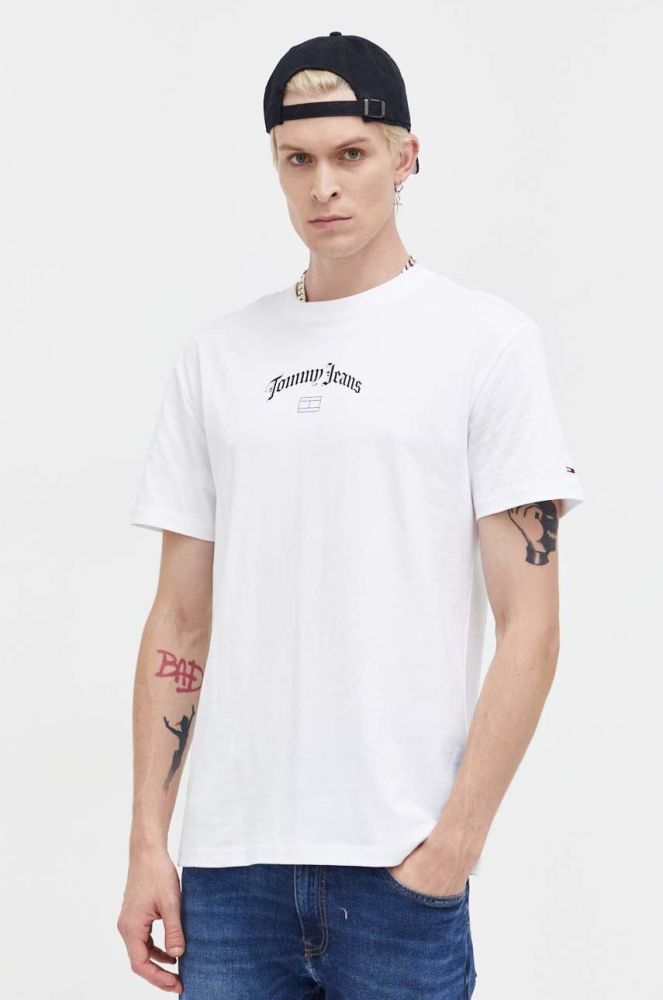 Бавовняна футболка Tommy Jeans колір білий з принтом (3543092)