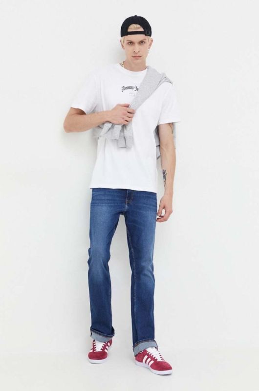 Бавовняна футболка Tommy Jeans колір білий з принтом (3543092) фото 2
