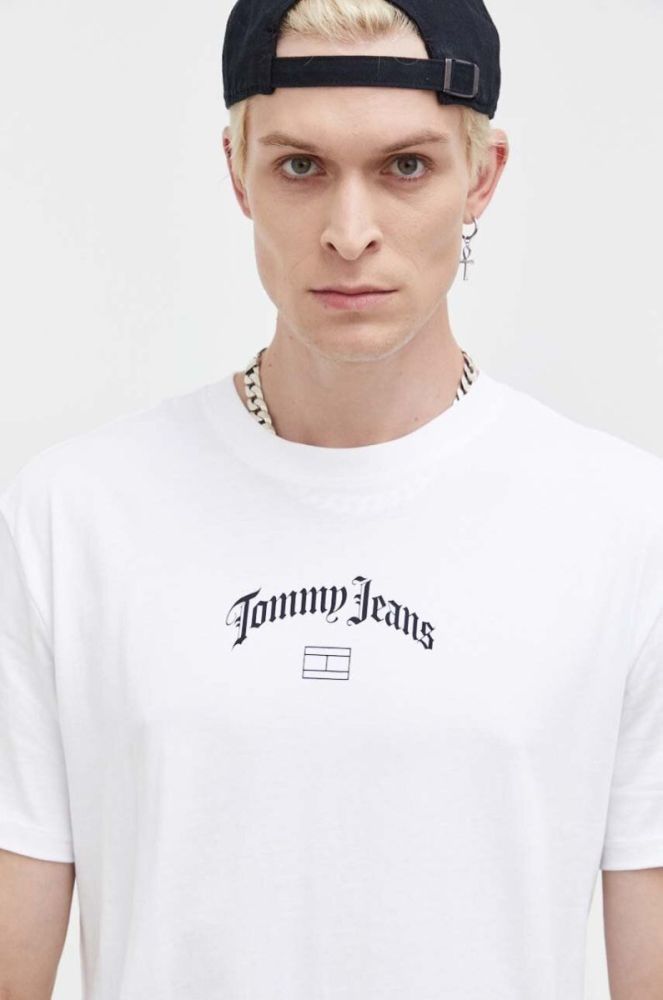 Бавовняна футболка Tommy Jeans колір білий з принтом (3543092) фото 4