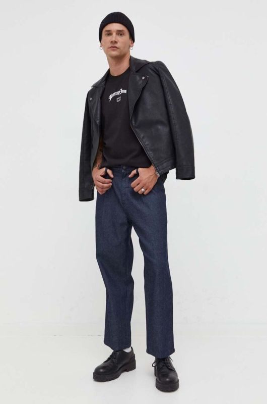 Бавовняна футболка Tommy Jeans колір чорний з принтом (3543097) фото 2
