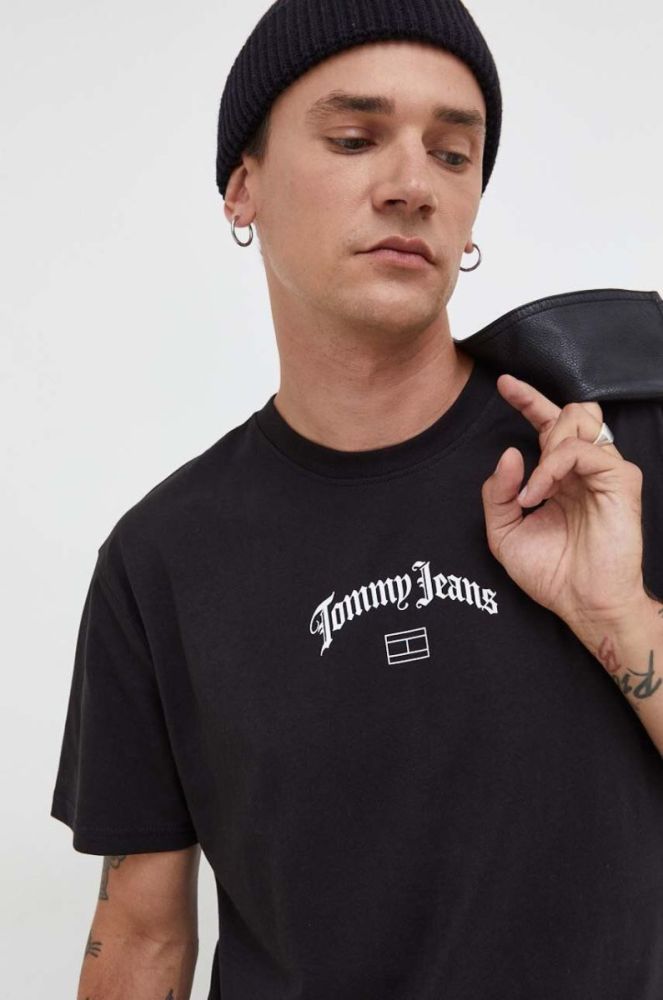 Бавовняна футболка Tommy Jeans колір чорний з принтом (3543097) фото 4