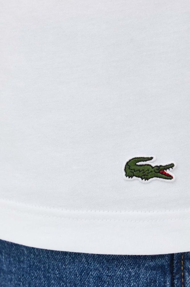 Бавовняна футболка Lacoste колір білий з принтом (3539046) фото 5
