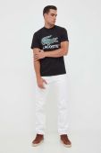 Бавовняна футболка Lacoste колір чорний з принтом (3539051)