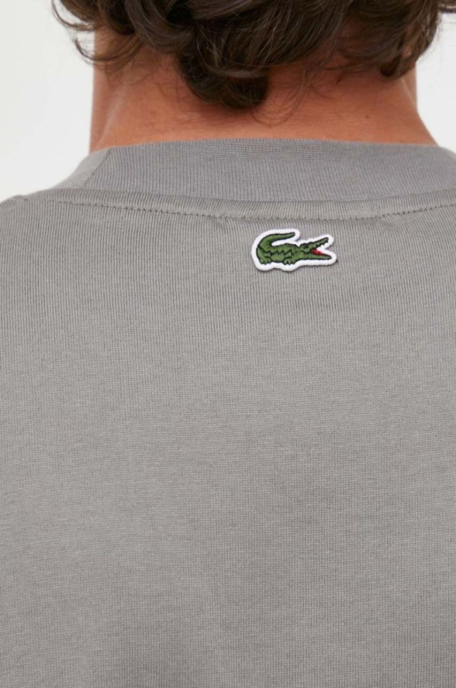 Бавовняна футболка Lacoste колір сірий з аплікацією фото 5