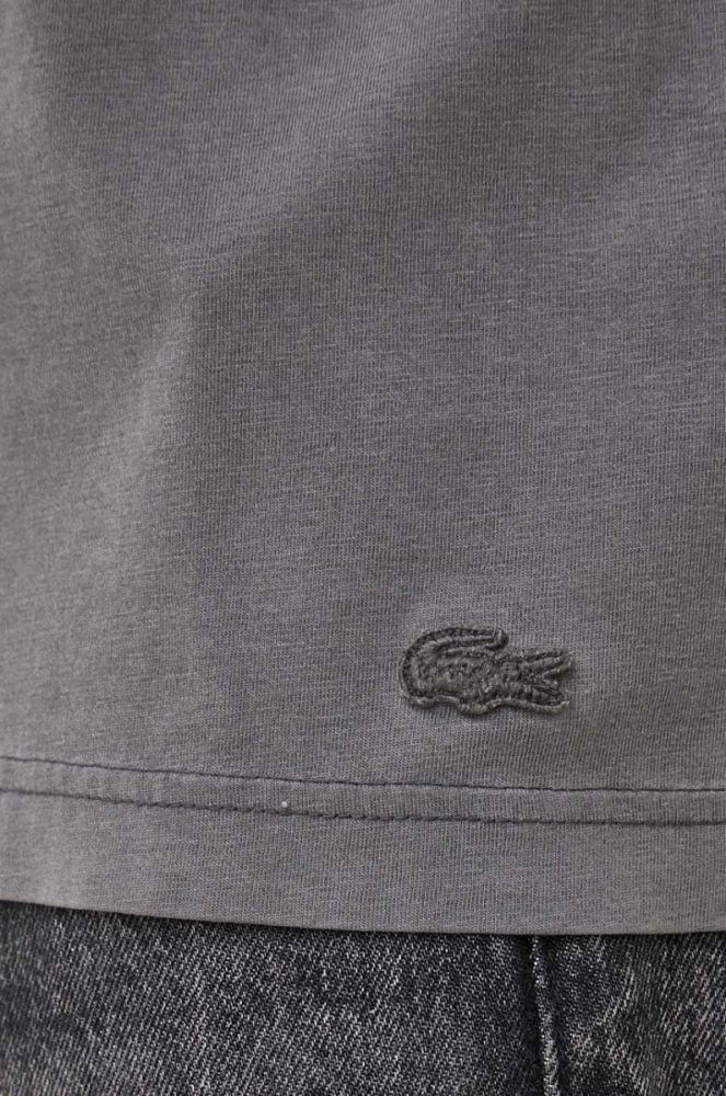 Бавовняна футболка Lacoste колір сірий з принтом (3548262) фото 5