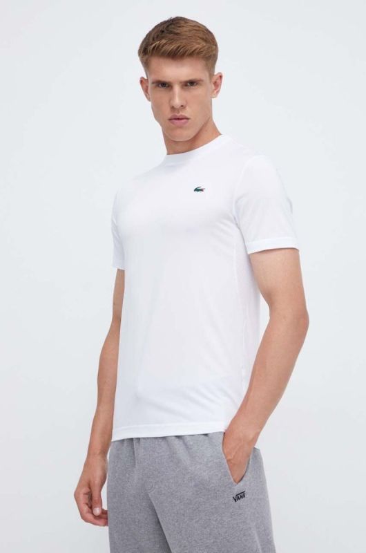 Футболка Lacoste чоловічий колір білий однотонний