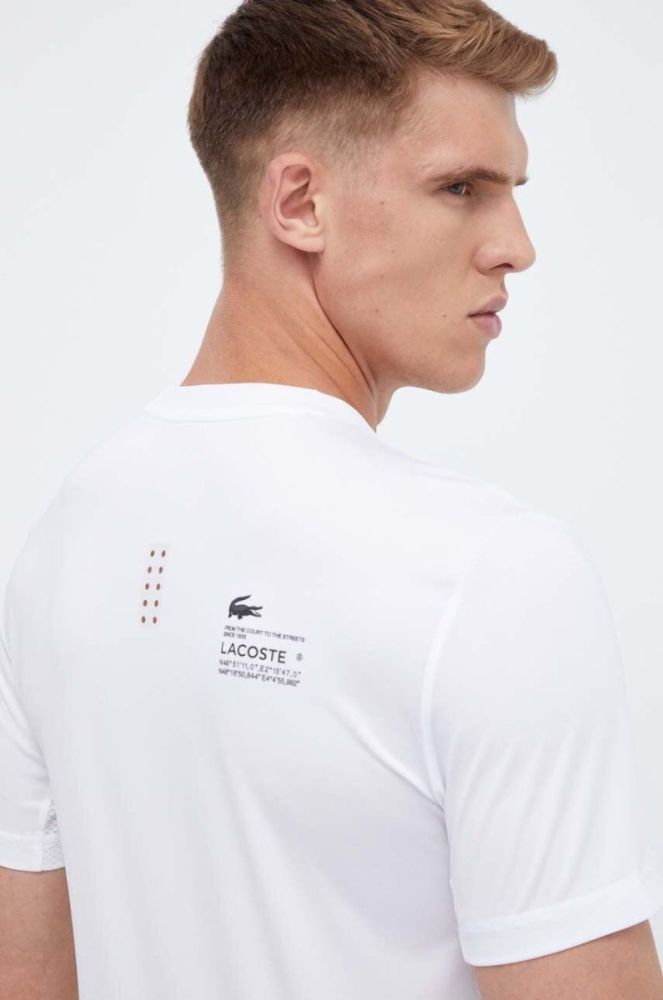 Футболка Lacoste чоловічий колір білий однотонний фото 3