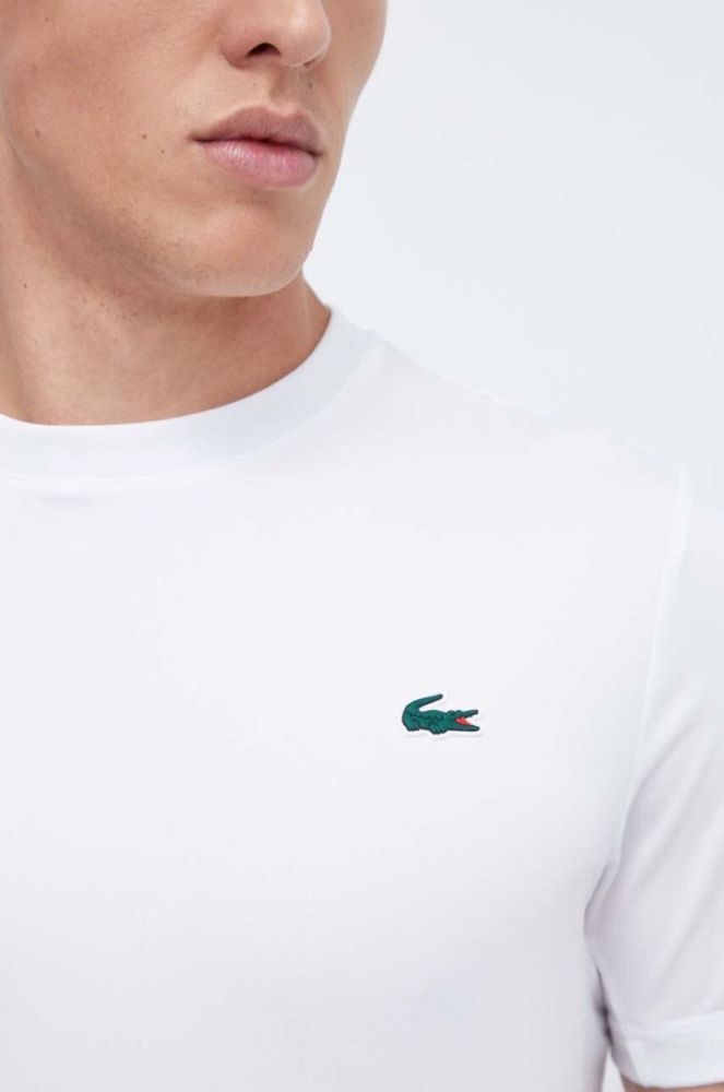 Футболка Lacoste чоловічий колір білий однотонний фото 4