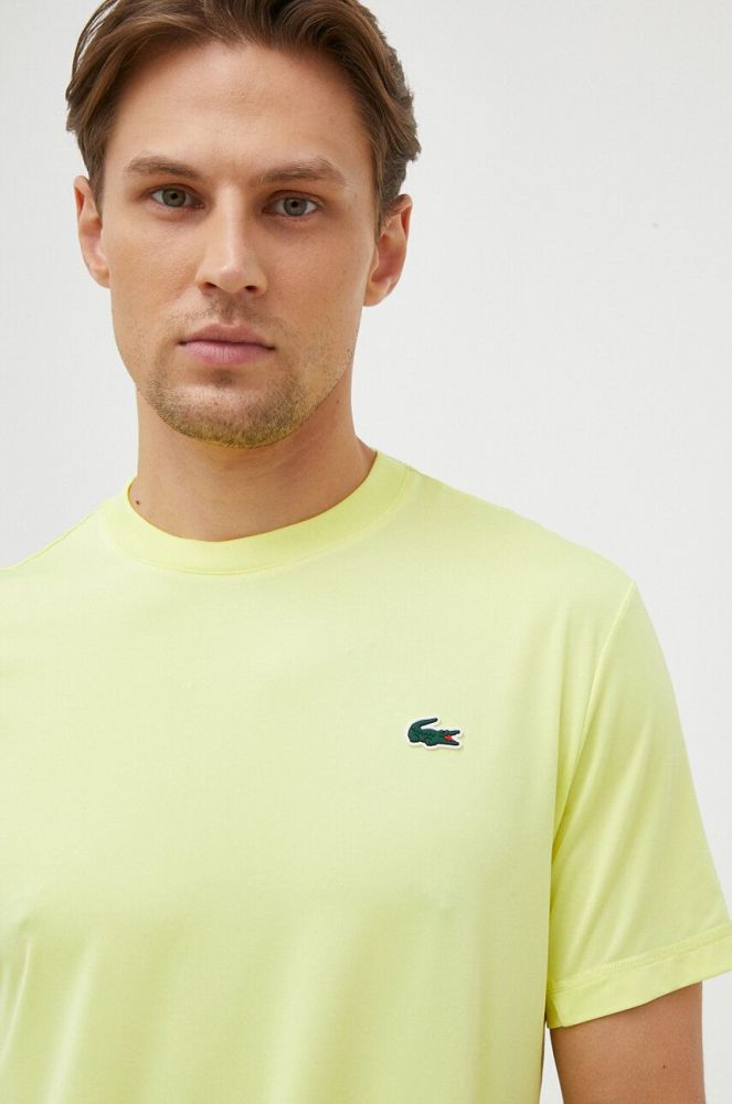 Футболка Lacoste чоловічий колір зелений однотонний