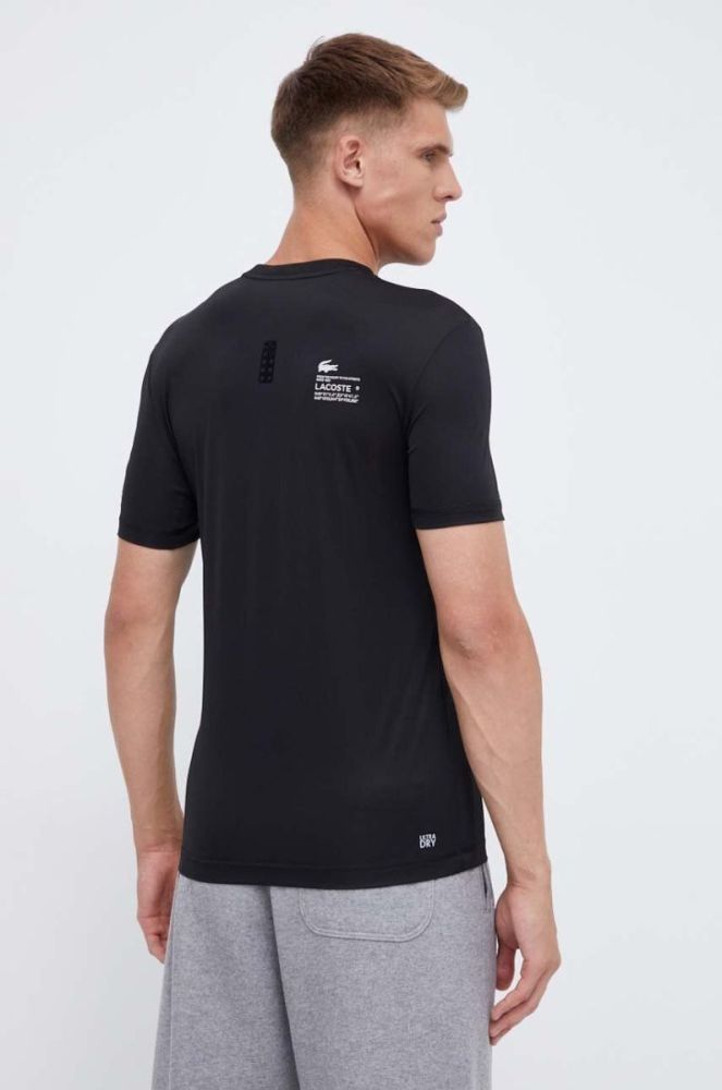 Футболка Lacoste чоловічий колір чорний однотонний фото 2