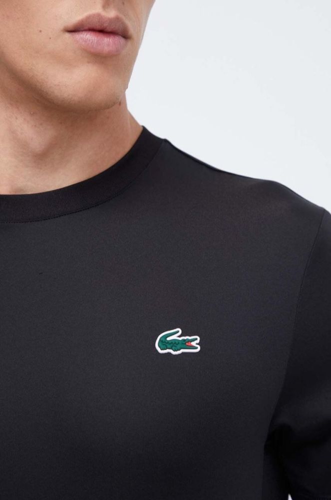 Футболка Lacoste чоловічий колір чорний однотонний фото 5