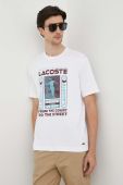 Бавовняна футболка Lacoste колір білий з принтом (3539088)