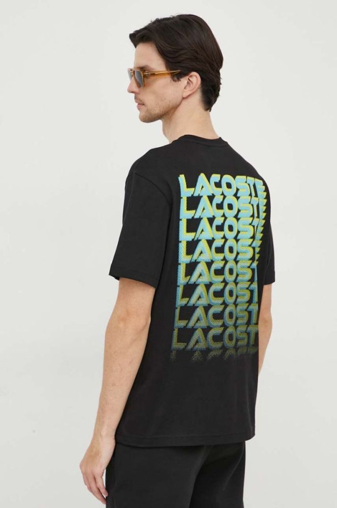 Бавовняна футболка Lacoste колір чорний з принтом (3539098) фото 3