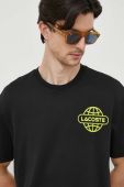 Бавовняна футболка Lacoste колір чорний з принтом (3539098)