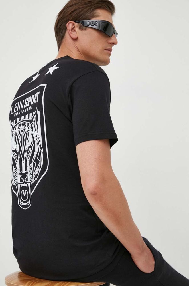 Бавовняна футболка PLEIN SPORT колір чорний з принтом (3375540)