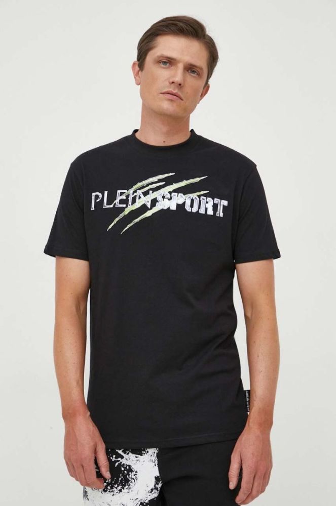 Бавовняна футболка PLEIN SPORT колір чорний з принтом (3375549) фото 2