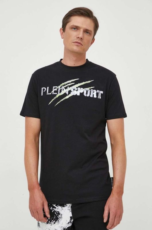 Бавовняна футболка PLEIN SPORT колір чорний з принтом (3375549) фото 2
