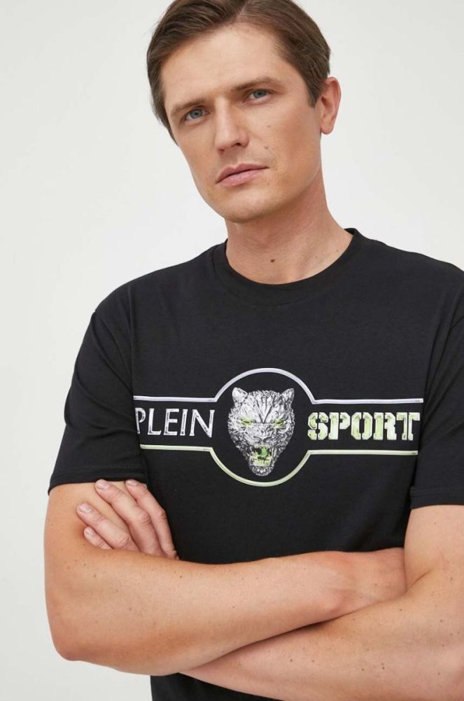 Бавовняна футболка PLEIN SPORT колір чорний з принтом (3375557) фото 5