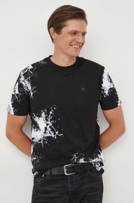 Бавовняна футболка PLEIN SPORT колір чорний з принтом (3375566)