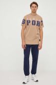 Бавовняна футболка PLEIN SPORT колір бежевий з принтом