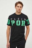 Бавовняна футболка PLEIN SPORT колір чорний з принтом (3578711)