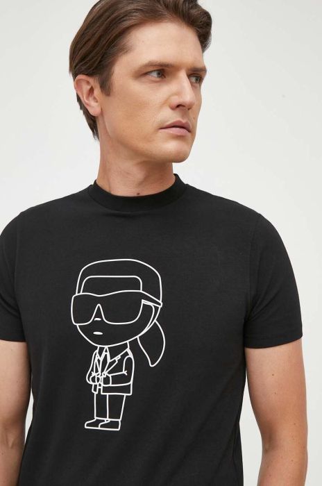 Футболка Karl Lagerfeld чоловічий колір чорний з аплікацією (3534984)