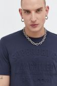 Бавовняна футболка Superdry чоловічий колір синій з принтом (3676877)